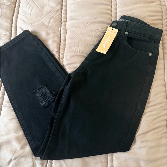 NWT Nasty Gal Petite Organic Distressed Straight Leg Jeans - Picture 4 of 8